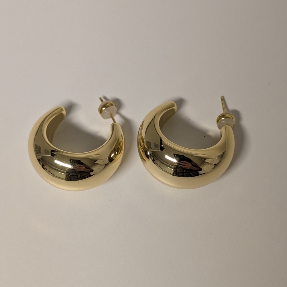 .925 Sterling Silver Gold Crescent Hoop Earrings - Classic Women’s Jewelry